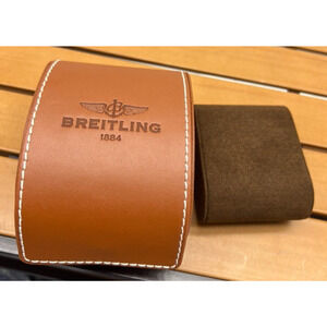 Genuine Breitling Navitimer Watch Box - Brown Leather Travel Case - Mint